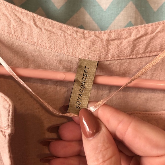 Soya Concept tiered peach linen blend pullover dress summer sundress - Picture 6 of 7